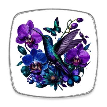 Colibri dans le royaume des orchidées - Magnet carré - blanc - Devant