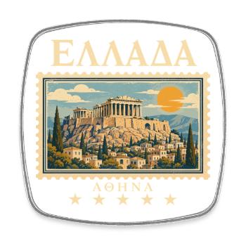Athen Antike als Vintage Reise - Viereckiger Kühlschrankmagnet - Weiß - Vorne