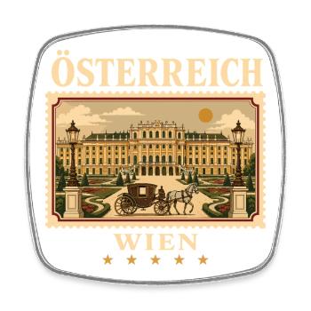 Wien Eleganz im Vintage Format - Viereckiger Kühlschrankmagnet - Weiß - Vorne