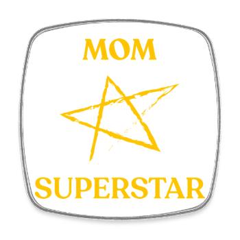 Maman SUPERSTAR - Magnet carré - blanc - Devant