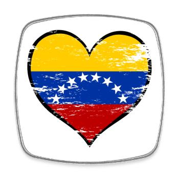 Venezuala heart flag used - Square fridge magnet - white - Front