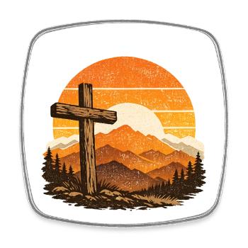 Christianity Cross Faith Religious Motif - Square fridge magnet - white - Front