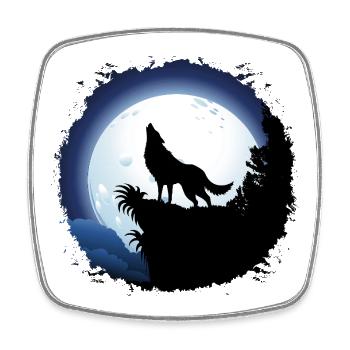 Wolf heult bei blauem Vollmond - Viereckiger Kühlschrankmagnet - Weiß - Vorne