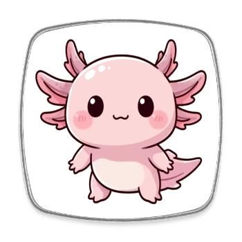 Axolotl Kawaii Gift - Square fridge magnet - white - Front