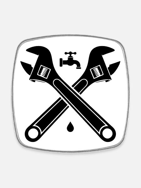 Plumber Pipe Wrenches Faucet - Square fridge magnet - white