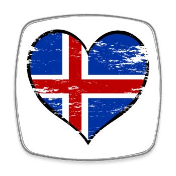 Iceland Heart Flag used - Square fridge magnet - white - Front