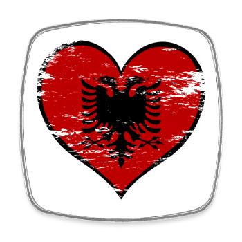 Albania Heart Flag - Square fridge magnet - white - Front