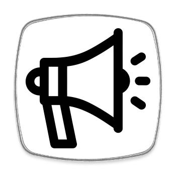 mégaphone - Magnet carré - blanc - Devant