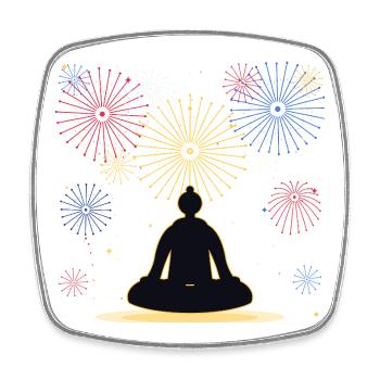 Feux d’artifice du silence : Figure de méditation - Magnet carré - blanc - Devant