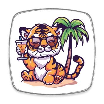 Palmier d’été tigre - Magnet carré - blanc - Devant
