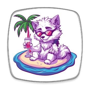 Palmier d’été Wolf - Magnet carré - blanc - Devant