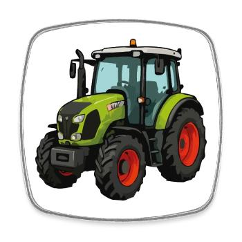 Dessin animé du tracteur vert - Magnet carré - blanc - Devant