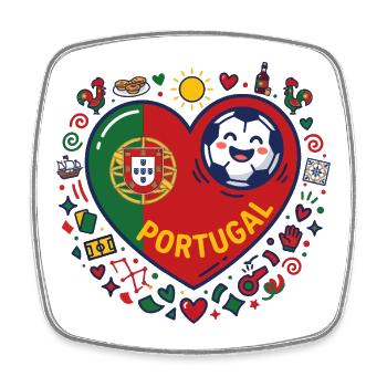 Portugal Herz Fußball Flair - Viereckiger Kühlschrankmagnet - Weiß - Vorne