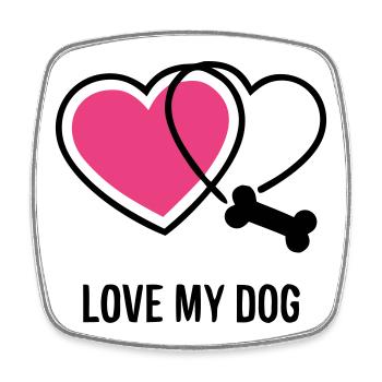 Best Friend, Dog Love, Dog Mom, Going for a Walk - Square fridge magnet - white - Front