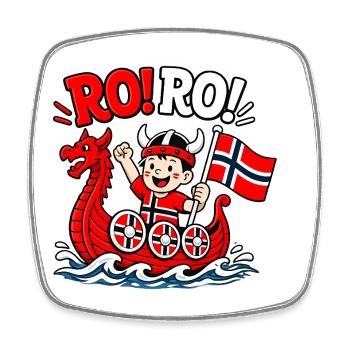 Ro Ro Drôle Norvégien Dessin animé Viking Norvégien Enfants Norvégiens - Magnet carré - blanc - Devant