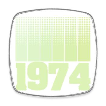 1974 - Viereckiger Kühlschrankmagnet - Weiß - Vorne