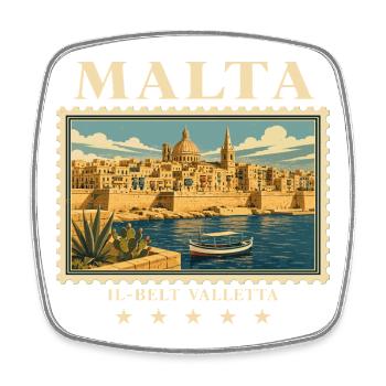 Malta Valletta Vintage Reisemarke - Viereckiger Kühlschrankmagnet - Weiß - Vorne