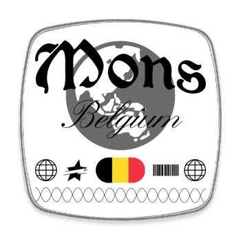 Souvenir de voyage Mons Belgium Streetwear - Magnet carré - blanc - Devant