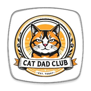 Insigne du Club du Papa Chat - Magnet carré - blanc - Devant