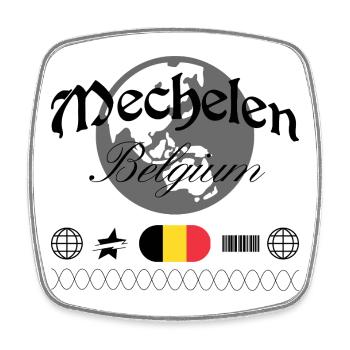 Souvenir de voyage streetwear Belgique à Mechelen - Magnet carré - blanc - Devant