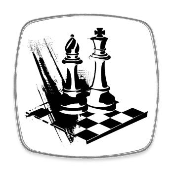 Dame et roi d’échecs - Magnet carré - blanc - Devant