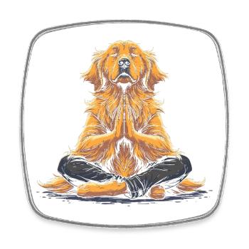 Lustiges Yoga Golden Retriever Geschenk - Viereckiger Kühlschrankmagnet - Weiß - Vorne