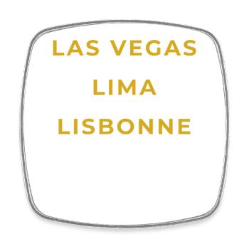 Langogne Lozère - Las Vegas - Lima - Lisbonne - Magnet carré - blanc - Devant