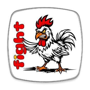Dessin animé du Coq de Bataille sur le noir - Magnet carré - blanc - Devant