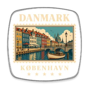 Dänemark Kopenhagen Vintage Reisemarke - Viereckiger Kühlschrankmagnet - Weiß - Vorne