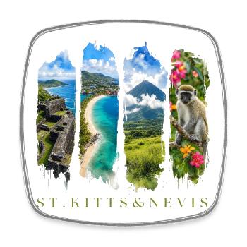 Voyage à Saint-Christophe-Nevis – Île des Caraïbes et culture - Magnet carré - blanc - Devant