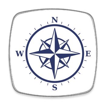 Kompass-Rosenlinien-Symbol Navigationsrichtung Vektor - Viereckiger Kühlschrankmagnet - Weiß - Vorne