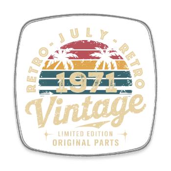 Vintage Juli 1971 Retro Limited Edition - Viereckiger Kühlschrankmagnet - Weiß - Vorne
