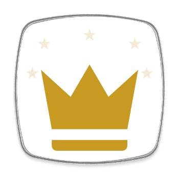 Couronne et Étoiles - Reine Roi Cadeau Royal - Magnet carré - blanc - Devant