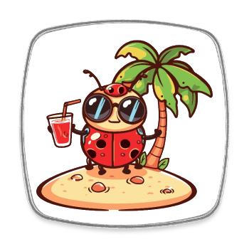 Vacances d’été de Ladybug - Magnet carré - blanc - Devant