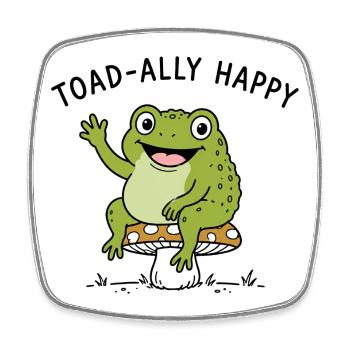 Happy Frog - Toad-ally Happy - Square fridge magnet - white - Front