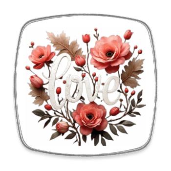 Lettrage en couronne de fleurs d’amour - Magnet carré - blanc - Devant