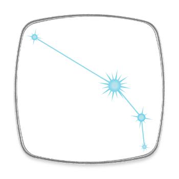 Constellation des étoiles du Bélier Signe du zodiaque Bleu pastel - Magnet carré - blanc - Devant