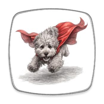 Super Dog Flying to the Rescue - Square fridge magnet - white - Front