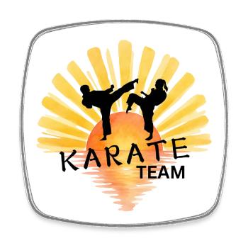 Silhouette de Karaté Lever du Soleil - Magnet carré - blanc - Devant
