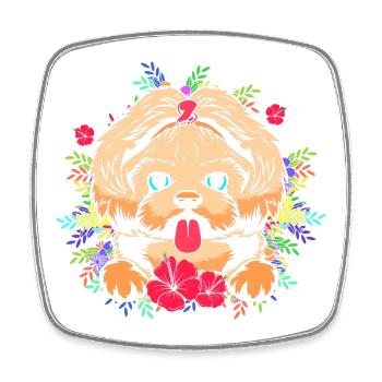 Shih Tzu - Magnet carré - blanc - Devant