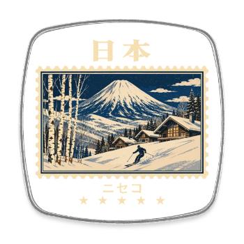 Japan Niseko Vintage Reisemarke - Viereckiger Kühlschrankmagnet - Weiß - Vorne