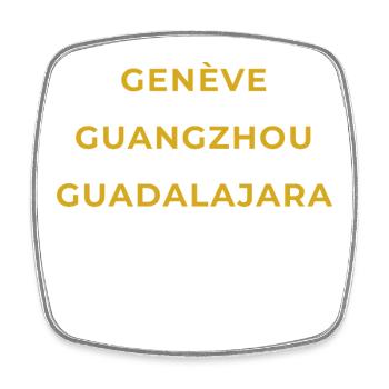 Grandrieu Lozère - Genève - Guangzhou -Guadalajara - Magnet carré - blanc - Devant