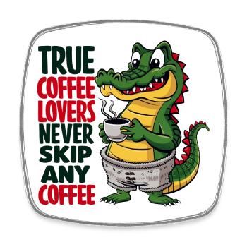 Crocodile au café : vrais amoureux du café - Magnet carré - blanc - Devant