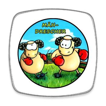 Mäh-Drescher - Viereckiger Kühlschrankmagnet - Weiß - Vorne