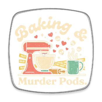 Pâtisserie et meurtre - Magnet carré - blanc - Devant