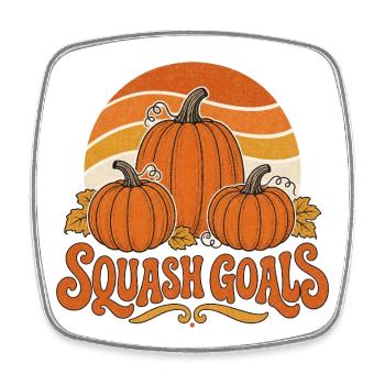 Squash Goals Autumn Pumpkin Trio - Square fridge magnet - white - Front