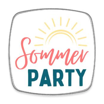 Summer Party Sunbeam Logo - Square fridge magnet - white - Front