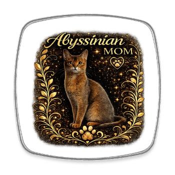 Abyssinian Mom Gold Frame - Square fridge magnet - white - Front