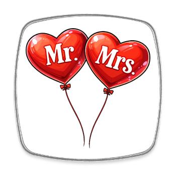 Couples Ballons Cœur Monsieur Madame Design - Magnet carré - blanc - Devant