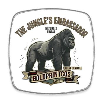 Gorille King of the Jungle Art vintage - Magnet carré - blanc - Devant